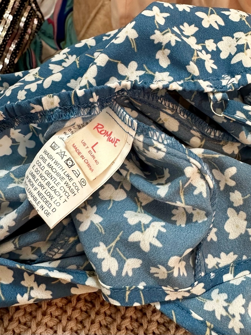 Blue Floral Slip Dress - Picture 9 of 9